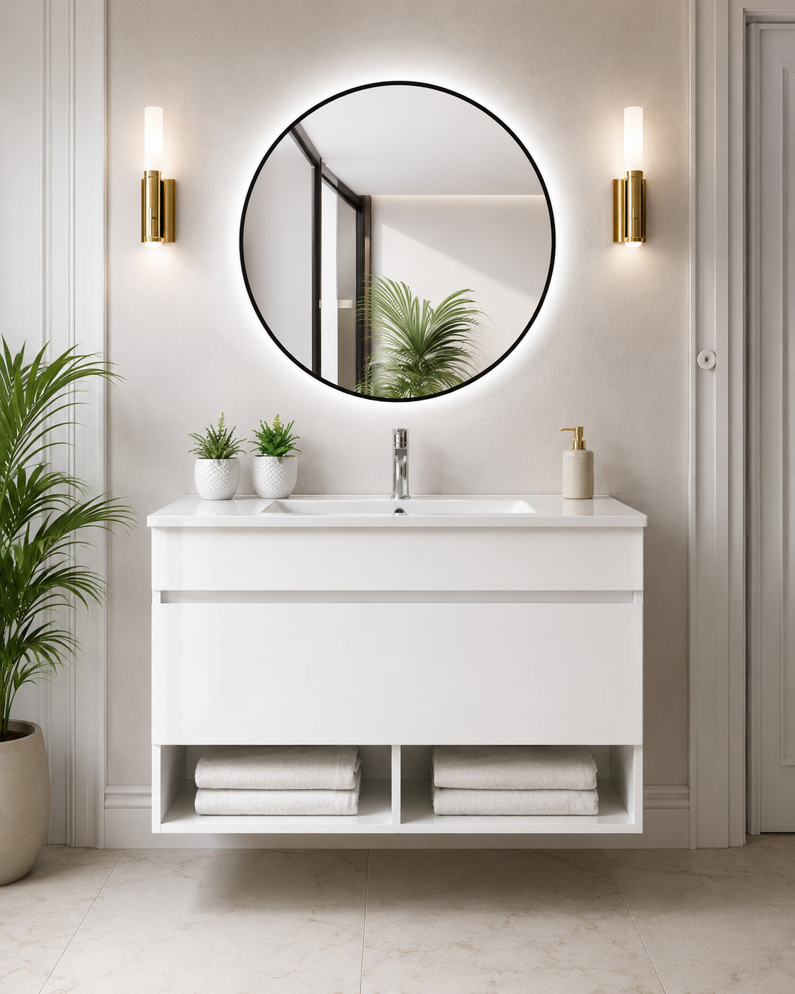 Badmöbel Hängend Mit Waschbecken Extra Flach Origenbath Nebari Mit Schublade Ohne Spiegel 70x40 Cm Weiß