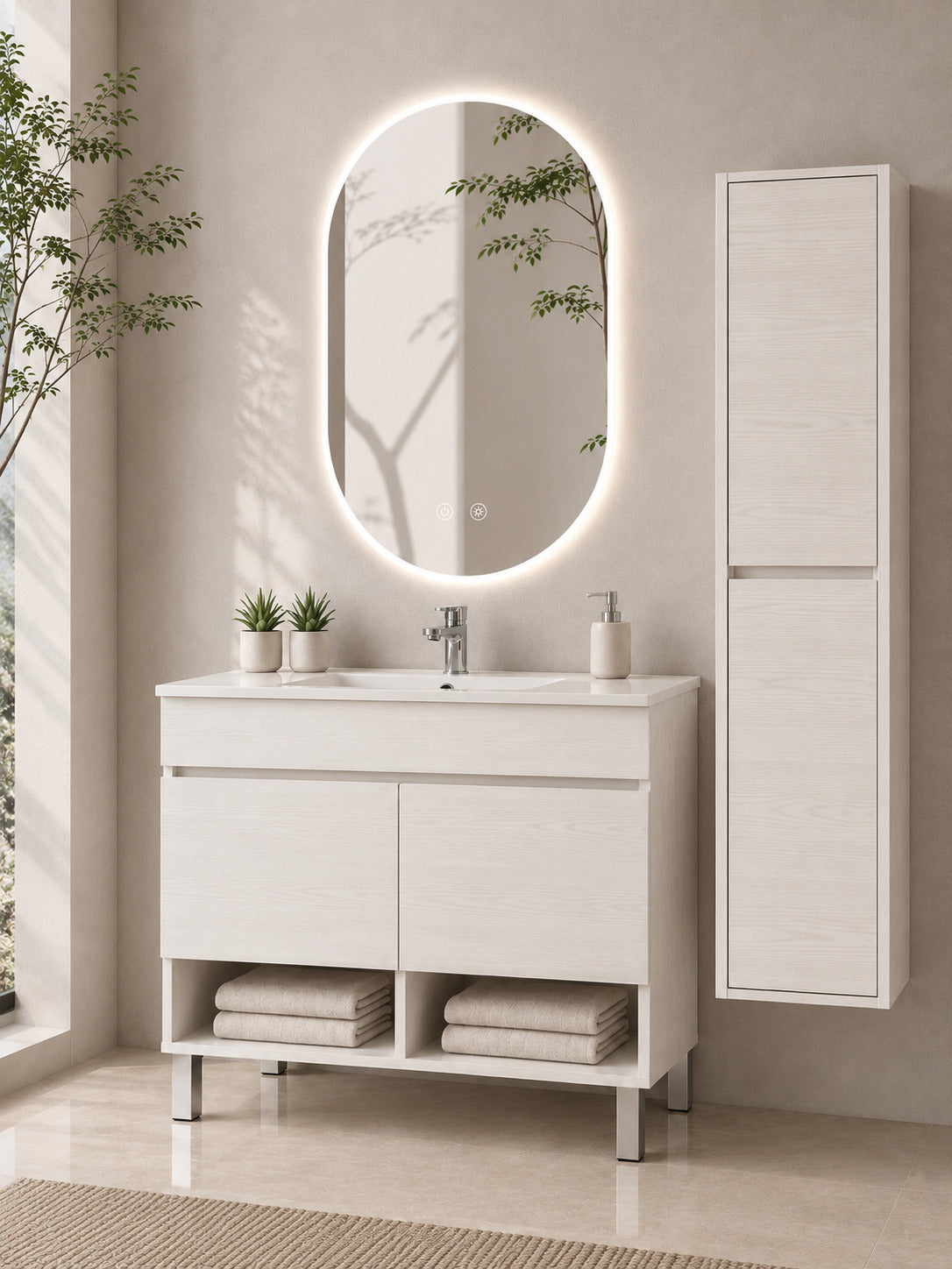 Badmöbel Mit Füßen Mit Waschbecken Extra Flach Origenbath Nebari Mit Füßen Und Türen Ohne Spiegel 60x35 Cm Nordisch Weiß Mit Säule