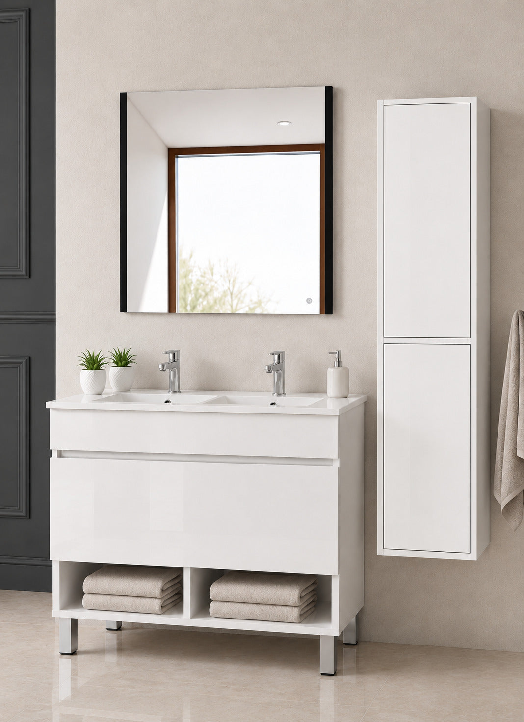 Badmöbel Mit Füßen Mit Waschbecken Extra Flach Origenbath Nebari Mit Füßen Und Schublade Ohne Spiegel 120x45 Cm Doppelwaschbecken Weiß Mit Säule