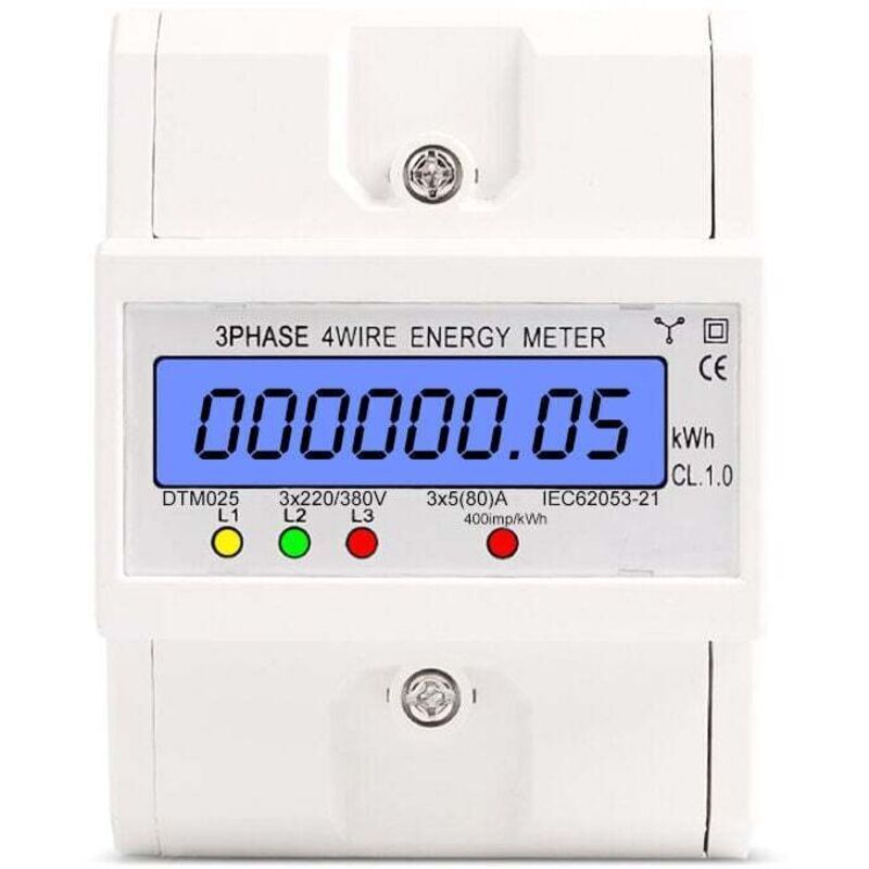 Dreiphasen-Digital-Energiezähler, DIN-Schienen-Digital-Stromzähler, 3 x 220 V, 4 Drähte, 4P (5(30) A) (Dreiphasen-220-V-Stromzähler, 4 Drähte, 4P).