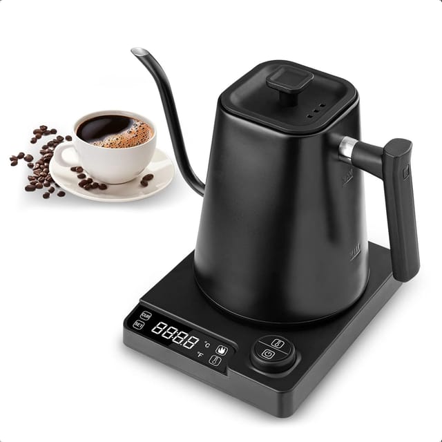 Wasserkocher Mit Schwanenhals, Temperaturregelung, Warmhaltefunktion (1–24 Stunden), Schnellkochfunktion, 200 W, 1 L, Bpa-frei, Digitale Led-anzeige, Für Kaffeespezialitäten Und Tee