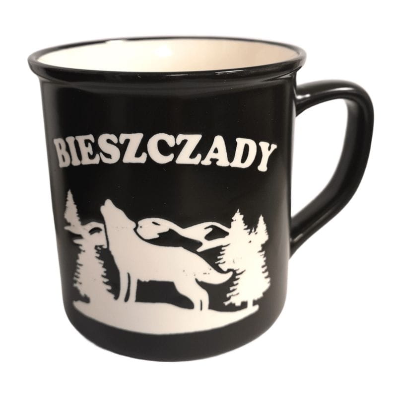 Bieszczady-gebirge. Keramikbecher, 400 Ml. Schwarz.