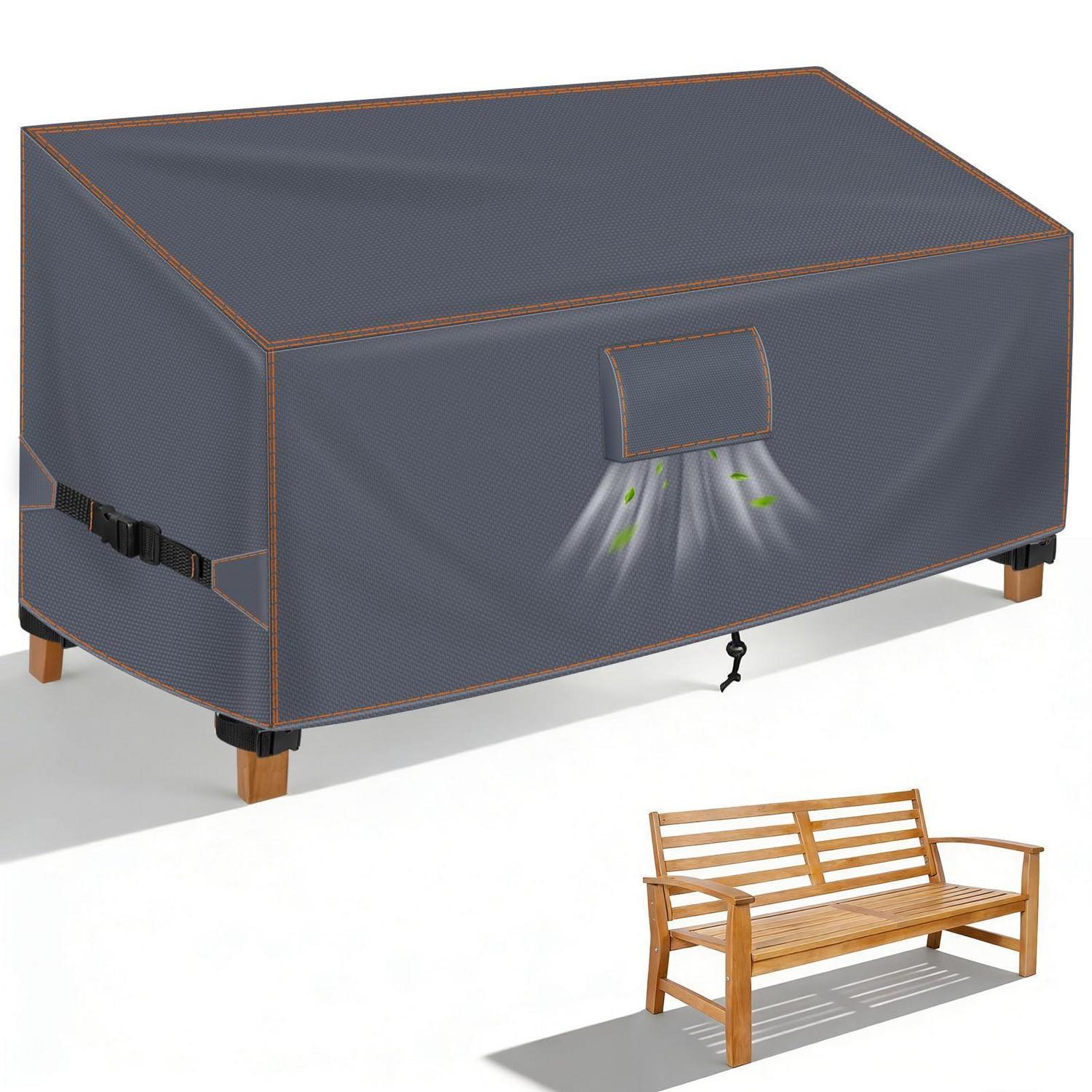 Gartenbank Abdeckung 2 Sitzer 133x70x63/86cm, 420d Oxford, Uv-beständig, Wasserdicht, Grau