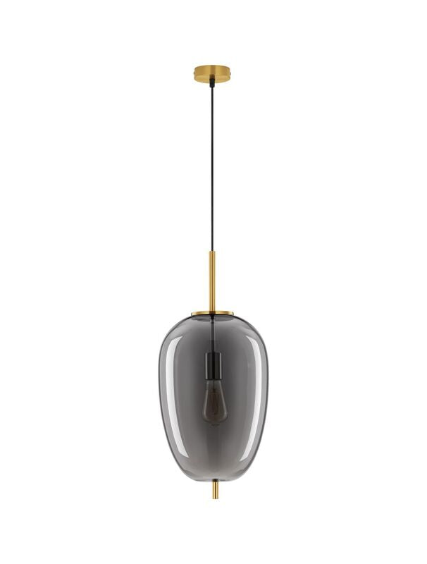 [gebraucht] B-ware Nova Luce Pendelleuchte Hängeleuchte Lato E27 Led Gold Rauchig Dimmbar Glas 27cm