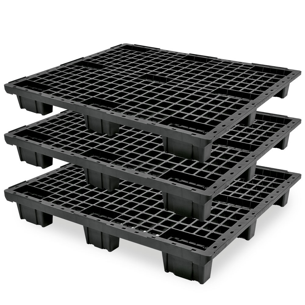Brb Leichtpalette Im Industriemaß Lxbxh 1200x1x153 Mm, Offen, Schwarz, Ve=3 Stück (1)