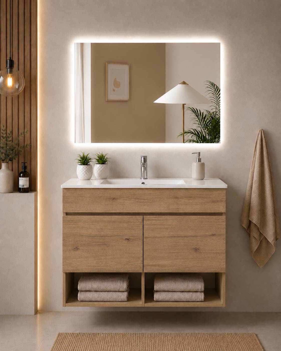 Badmöbel Hängend Mit Waschbecken Extra Flach Origenbath Nebari Mit Türen Ohne Spiegel 70x40 Cm Estepa