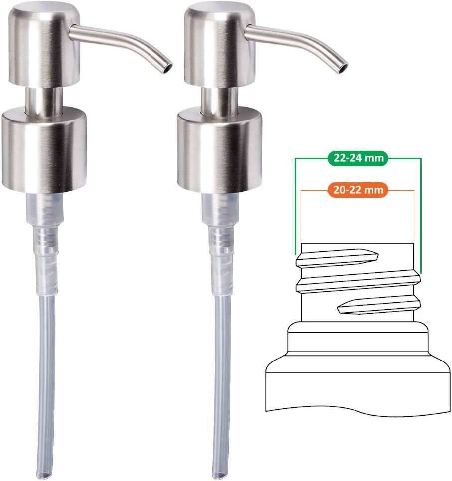 Pompe De Rechange Pour Distributeur De Savon Liquide – Acier Inoxydable Aisi 304 – Finition Brossée – Compatible 22 À 24 Mm