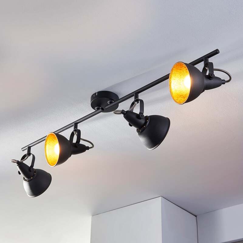 [neuwertig] B-ware Lindby Deckenleuchte Deckenlampe Julin Led Dimmbar 4-flammig Schwarz-gold 85cm