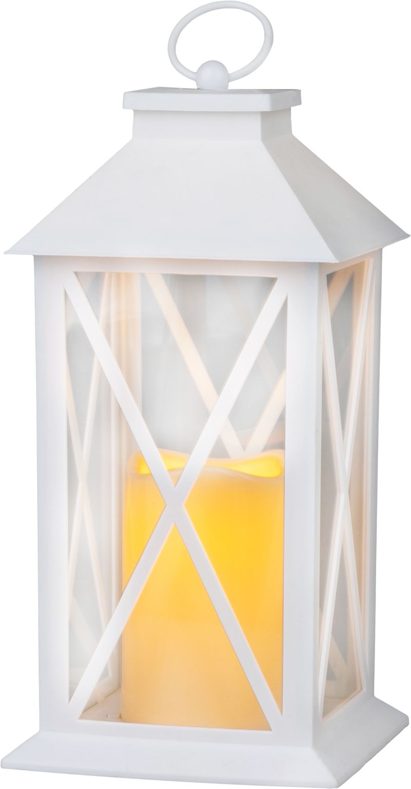 Laterne Magichome Weihnachten, Led Warmweiß, 3xaaa, Kunststoff, Timer, Weiß, 14x14x32.2 Cm, Bewegliche Flamme