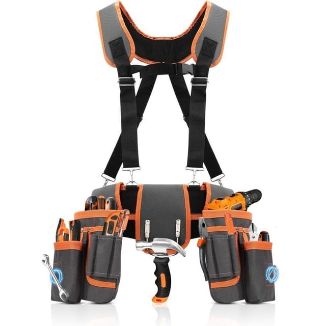 Werkzeuggurt – Pro Ultra Verschleißfest – 18 Taschen – Für Schreiner, Tischler Und Elektriker