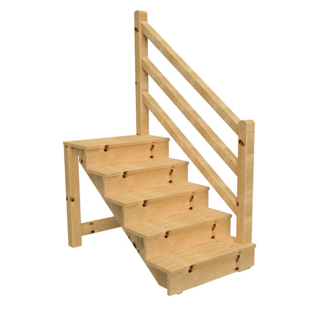 Außentreppe VENEZIA mit Treppengeländer rechts, 5 Stufen, H88cm B120cm, mit Setzstufen