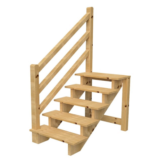 Terrassentreppe VENEZIA mit Treppengeländer links, 5 Stufen, H88cm B120cm, ohne Setzstzufen