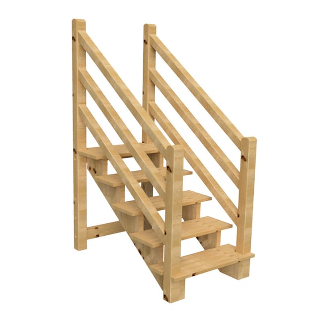 Terrassentreppe VENEZIA mit Treppengeländer beidseitig, 5 Stufen, H88cm B120cm, ohne Setzstzufen