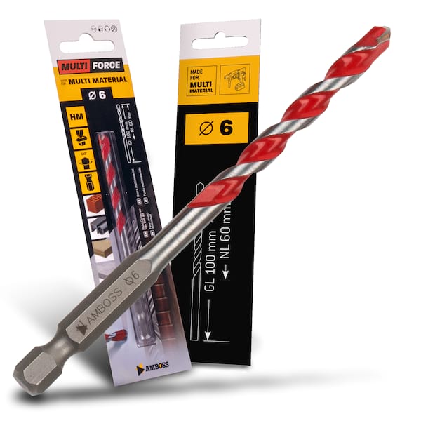 Amboss Multi Force Hartmetall Bohrer - Ø6 mm - GL: 100mm - NL: 60mm