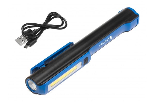Högert Inspektionstaschenlampe COB 3W mit Magnet und Haken, aufladbar