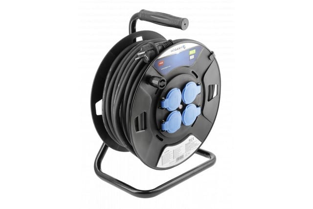 Högert Kabeltrommel SCHUKO mit Gummiisolierung 30 m bis 3600W