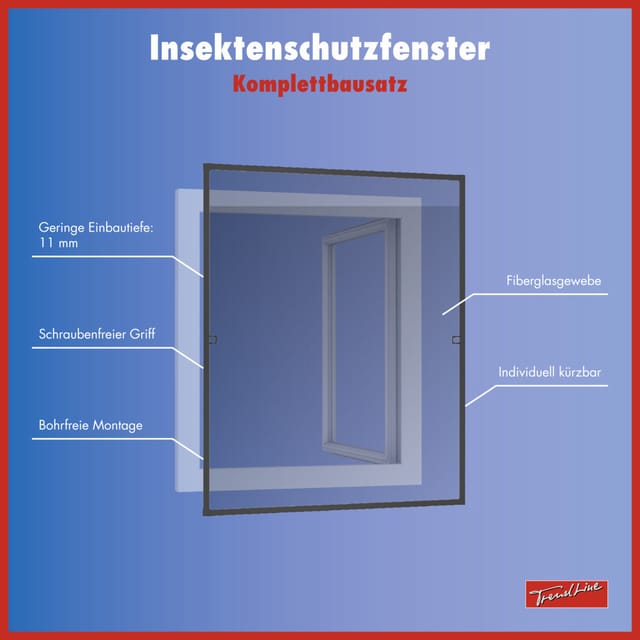 Trendline - Insektenschutz-Fenster 100x150cm Anthrazit Fliegengitter Mückenschutz