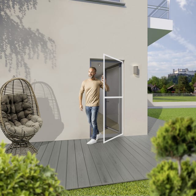 Trendline - Insektenschutz-Tür 100 x 210cm Weiß Fliegengitter mit Magnet-Schließer