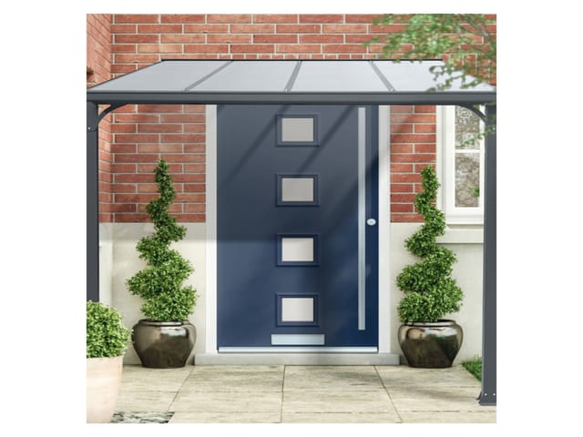 Home Deluxe - Vordach Haustür cubis l - 294 x 150 cm Anthrazit Größe l Haustürüberdachung Vordach Terrassendach Dach