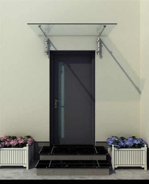 Glaswerk Westfalen - (L) 170x90 cm Klarglas Glasvordach inkl. Halter