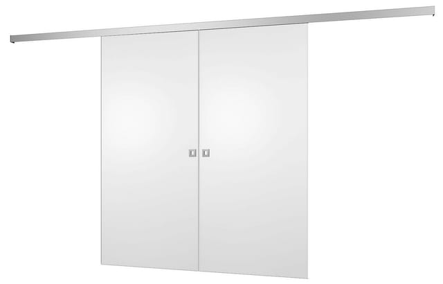 Tür doppelflügelige Holzschiebetür weiß 1510 x 2035 Holztür Holzschiebetürsystem - Quadratgriff + 2 seitiger Softclose