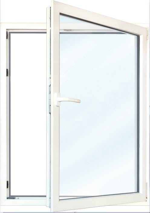 Uw 0,9 W/m²K FENSTER PVC, 3-fach Isolierglas, weiss/golden oak, 1-flügelig, Dreh/Kipp, 80 x 80 cm, DIN rechts