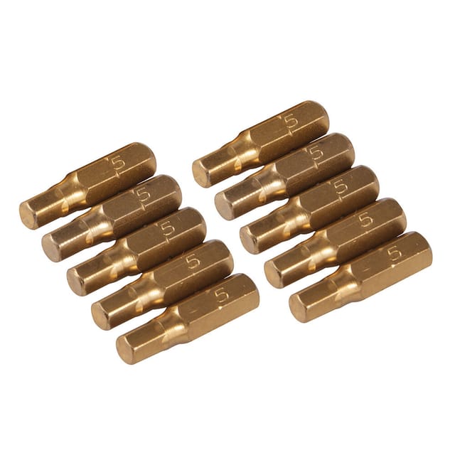 10 x Schraubendreher Gold Bits Sechskant 5 mm