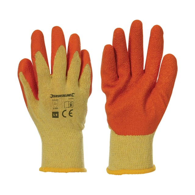 12 Paar Latex-Bauarbeiterhandschuhe Größe 9 L EN 388