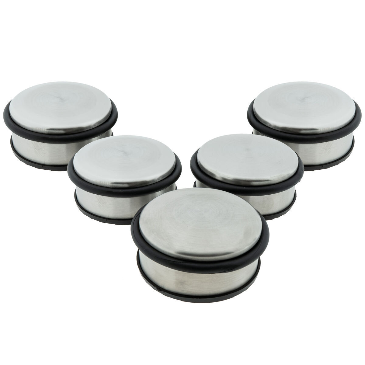 5 x Türstopper gummiert Ø 104 x 45 mm niedrig silber