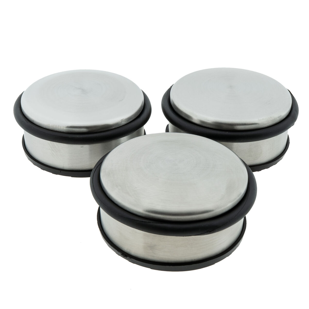 3 x Türstopper gummiert Ø 104 x 45 mm niedrig silber