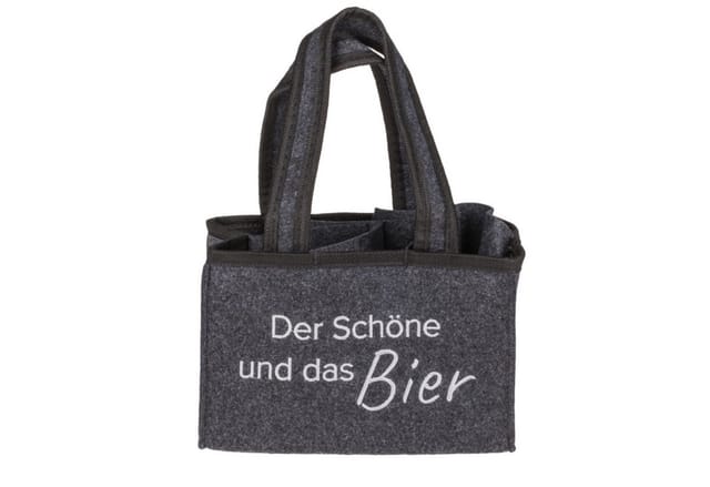 Flaschentasche aus Filz mit 6 Fächern "Der Schöne und das Bier
