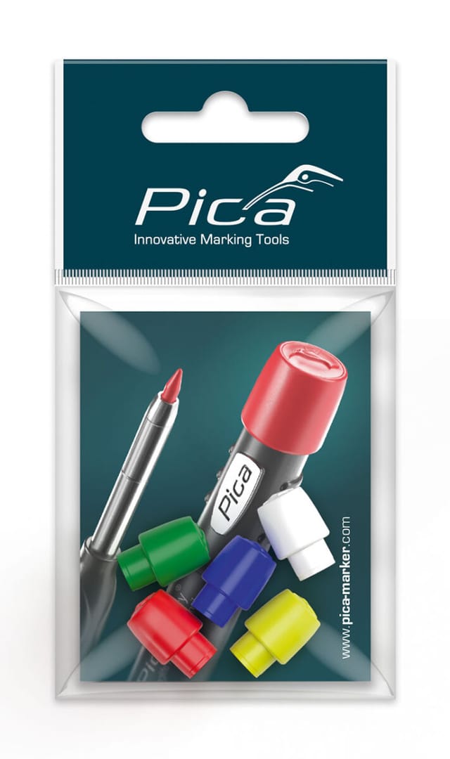 Pica Dry 5 x farbige Stiftkappe Rot Blau Grün Gelb Weiß