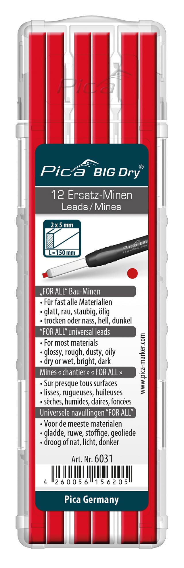 Pica BIG Dry 12 x Ersatzminen FOR ALL Rot