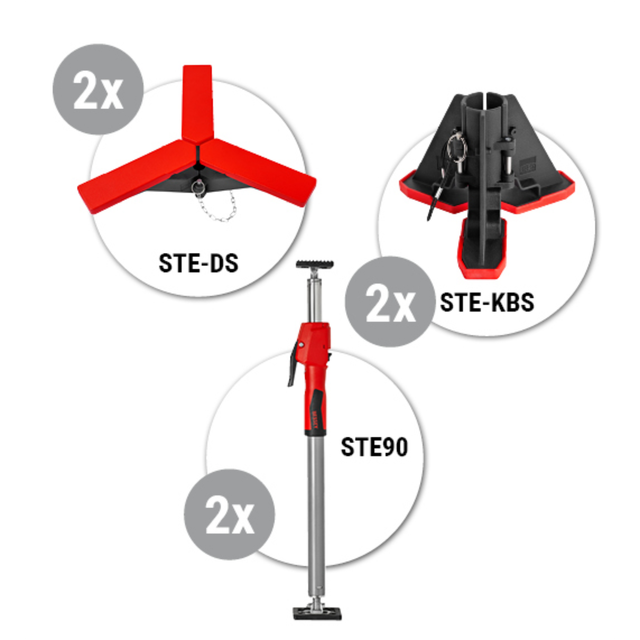 BESSEY Montageset 2 - 2x Deckenstütze STE90 57,5-91cm + 2x Stativ STE-KBS + 2x Deckenstativ STE-DS STE90-SET