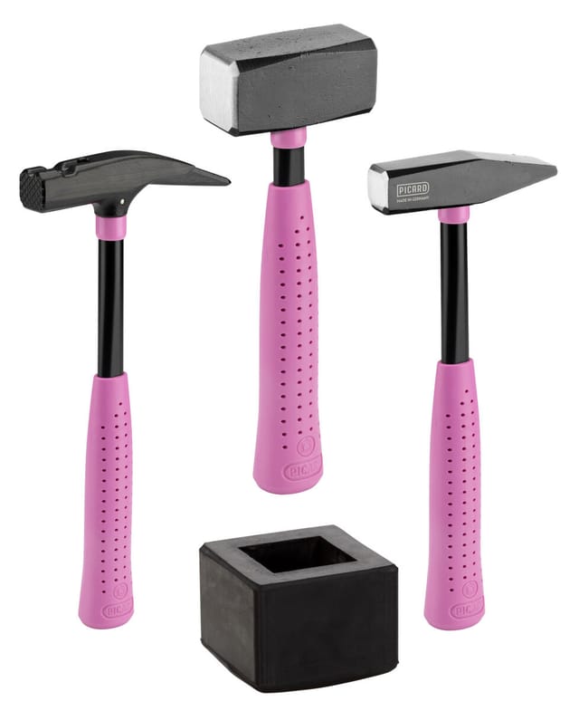PICARD Pink Edition Set Latthammer geraut + Schlosserhammer + Fäustel | Gravur möglich