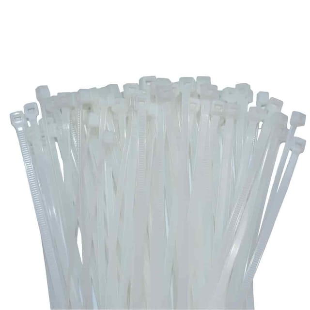 Kabelbinder 200x4,8mm, 100 Stück, Natur Weiß, Pa6.6, Standard Kabelbinder