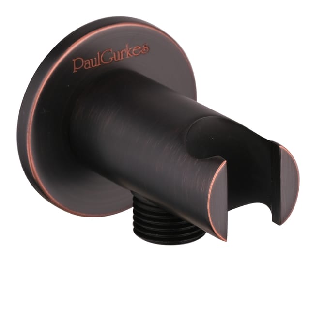 Paulgurkes - Wandanschlussbogen Mit Brausehalter Schwarz Nostalgie