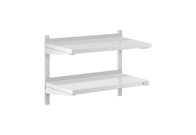 Royal Catering - Wandbord Doppel Wandregal Edelstahl Regal 2 Ablagen Hängeregal 80 X 40 Cm