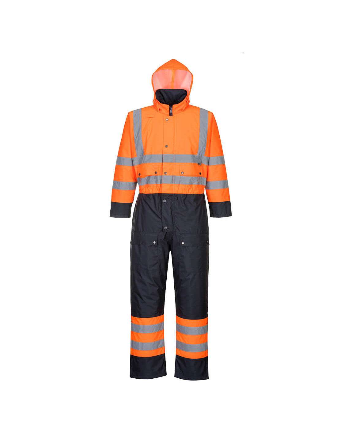 Hochsichtbare Gesteppte Kontrast-overall Orange/dunkelblau 3xl - Fr(56) - Uk(47)