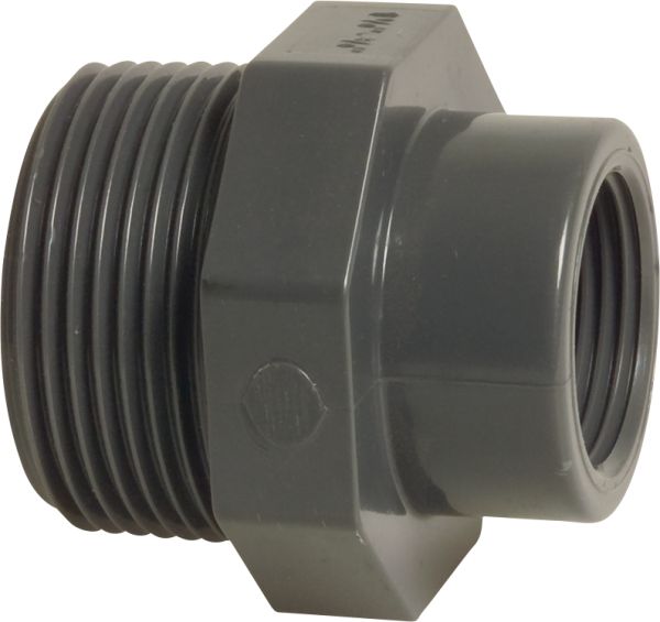 Profec Reduzierstück, Pvc-u, 2 Zoll Ag X 1 1/2 Zoll Ig, 10 Bar, Grau