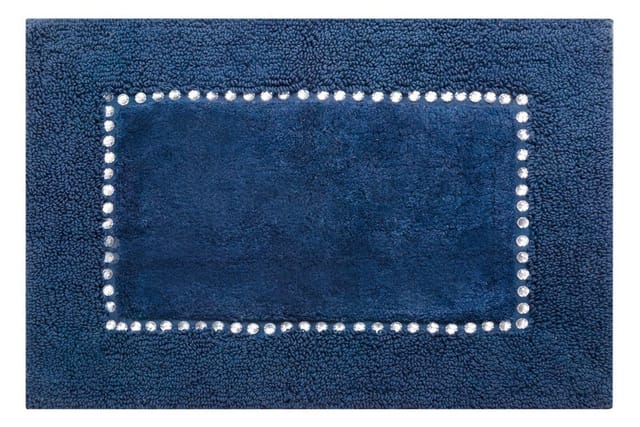 Warme, Schicke Und Glamouröse Badezimmermatte Mit Kreuzmotiv, 50 X 70 Cm, Marineblau