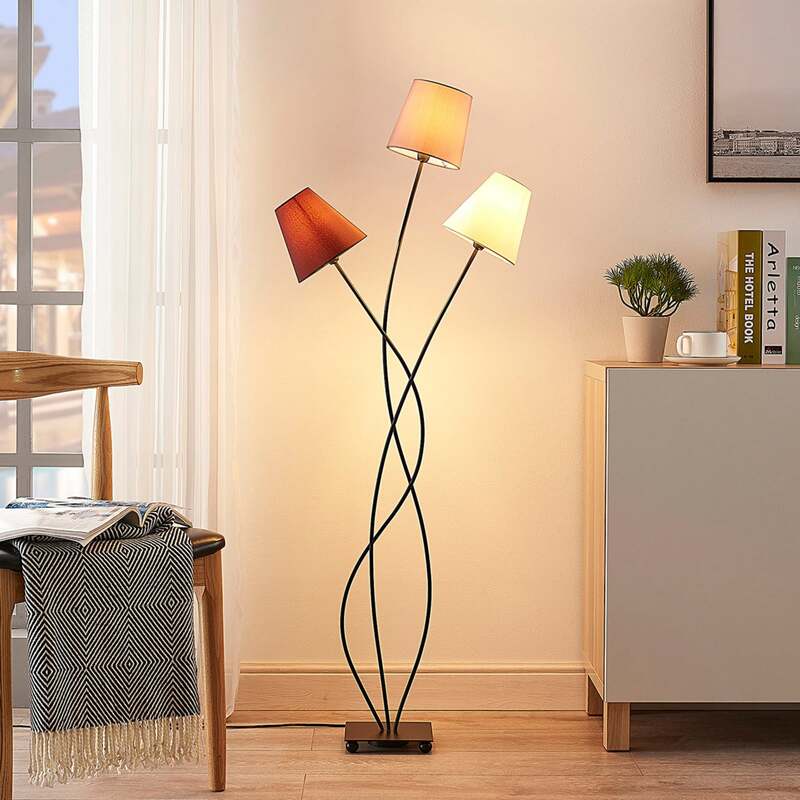 [gebraucht] B-ware Lindby Stehleuchte Melis 130cm 3-flammig Led Warmweiß Schwarz Braun Grau Leuchte