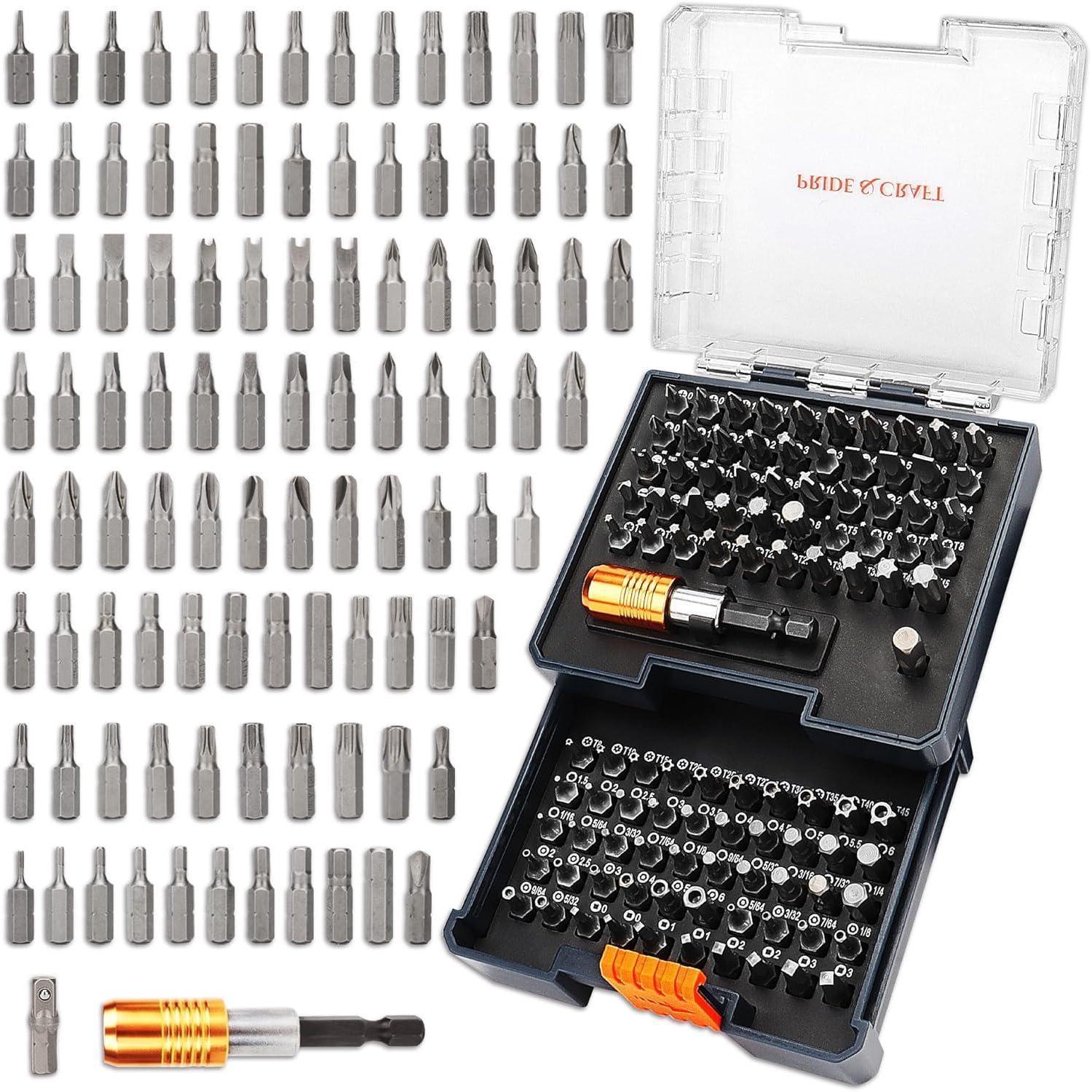 102-teiliges Schraubendreher-bit-set Mit 1/4'' Schnellspann-bithalter, Magnetisch, Cr-v-stahl