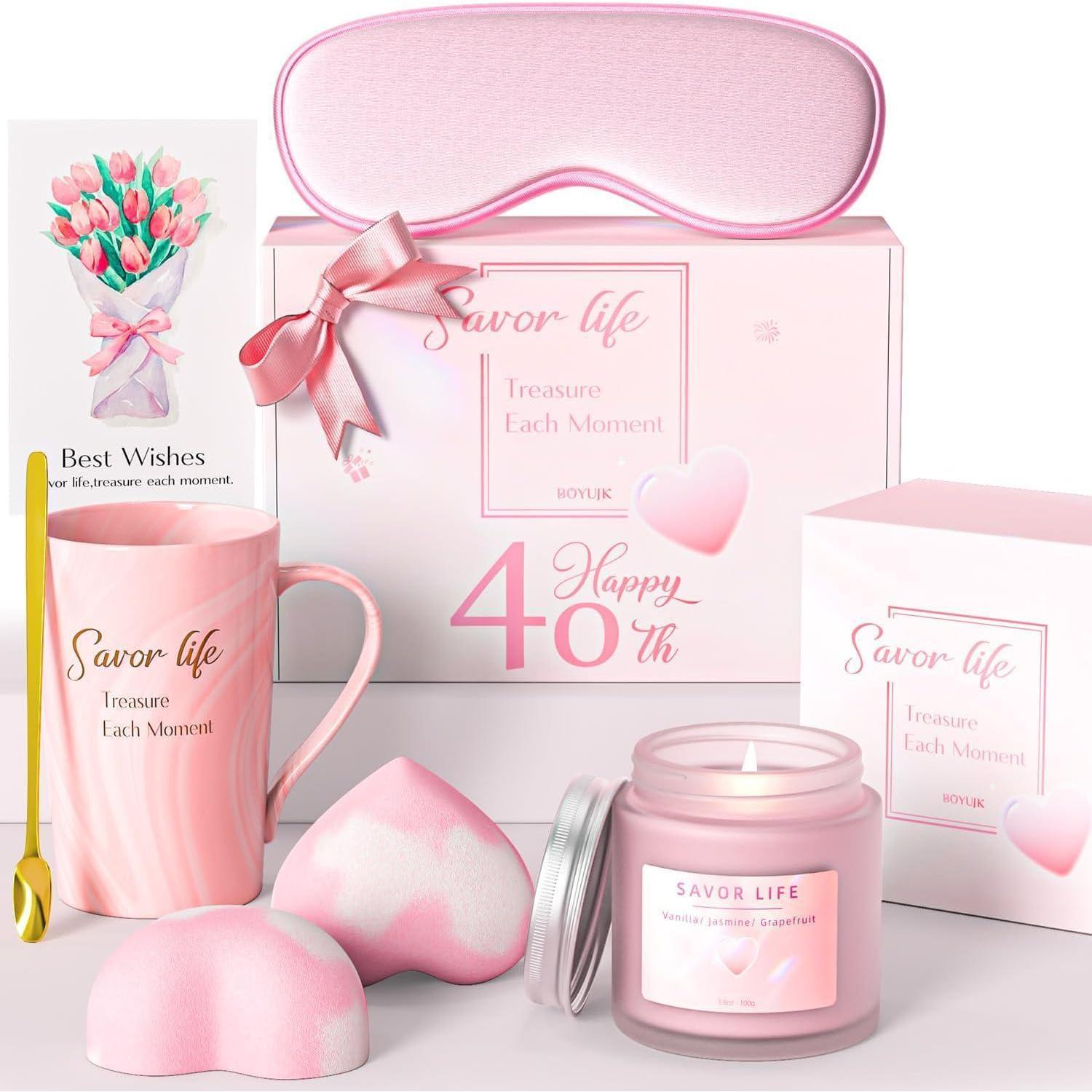 Geschenkset Für Frauen, 40. Geburtstag, Spa-erlebnis, Keramikbecher, Duftkerze