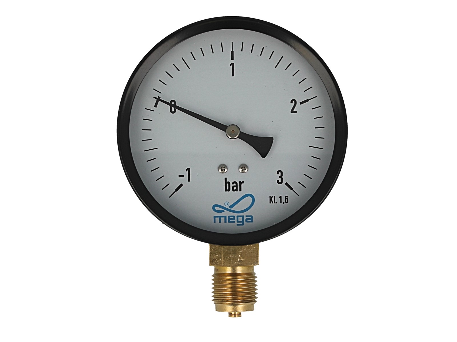 Mega Group - Mega Druckmanometer -1 Bis 3 Bar - 1/2 Zoll Anschluss Nach Unten Radial Ø 100 Mm