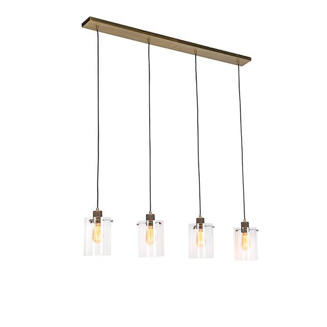 Skandinavische Hängelampe Bronze Mit Glas 4-licht - Kuppel