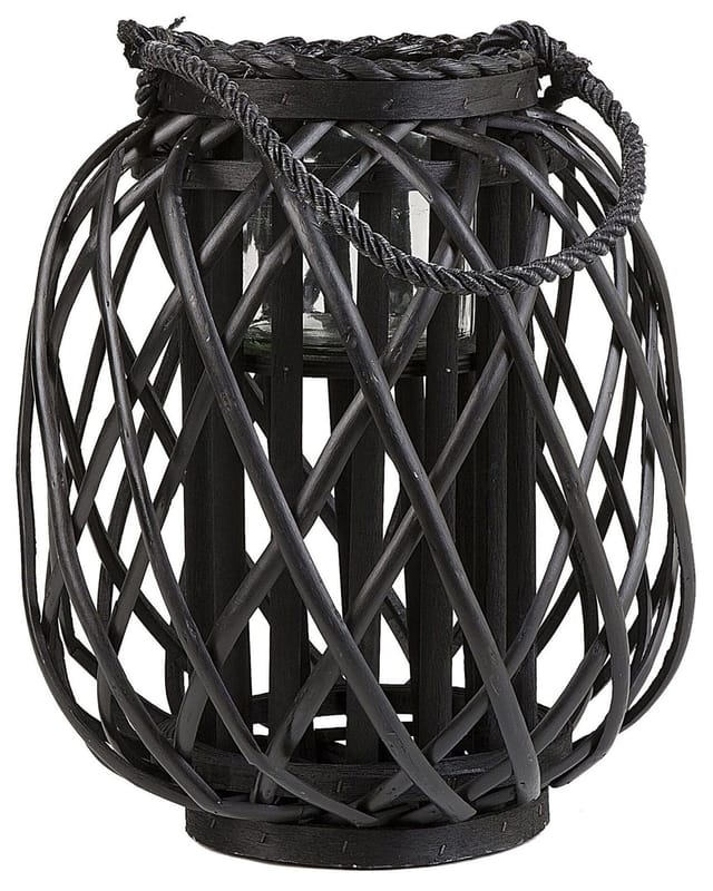 Laterne Mauritius Weidenholz 30 Cm Schwarz
