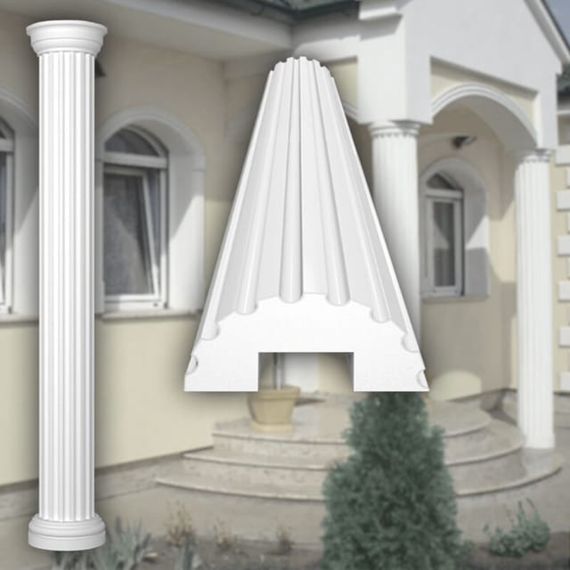 Prestige Decor - Säulen Und Halbsäulen Fassade Rund Set Auswahl 305mm Lc102: Halbrund, Schaft Kanneliert