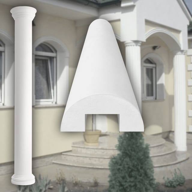 Prestige Decor - Säulen Und Halbsäulen Fassade Rund Set Auswahl 305mm Lc102: Halbrund, Schaft Glatt