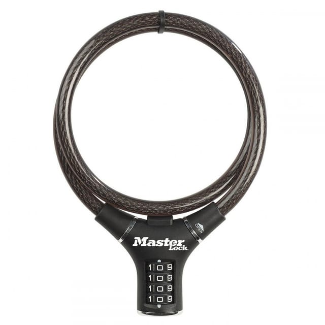 Master Lock - 8229eurdpro Vorhängeschloss, 90 Cm Kabel, Kombination, Outdoor, Für Fahrrad, Skateboard, Rider, Rasenmäher Und Andere Geräte, Unisex, Schwarz